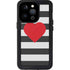 Black And White Striped Heart iPhone 14 Pro Waterproof Case
