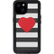Black And White Striped Heart iPhone 15 Plus Waterproof Case