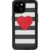 Black And White Striped Heart iPhone 15 Plus Waterproof Case