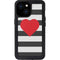 Black And White Striped Heart iPhone 15 Waterproof Case