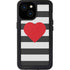 Black And White Striped Heart iPhone 15 Waterproof Case