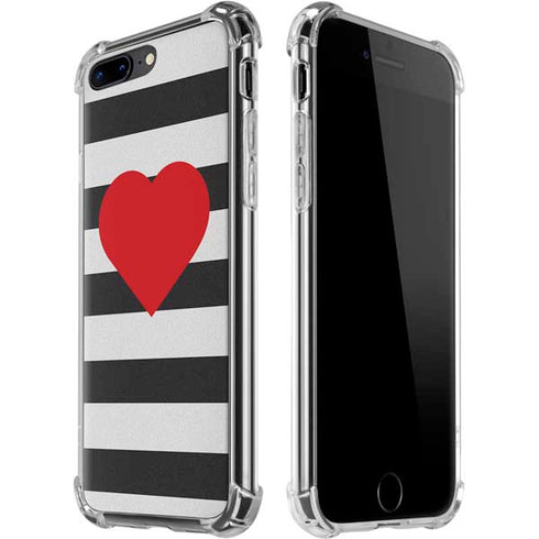 Black And White Striped Heart iPhone 7/8 Plus Clear Case