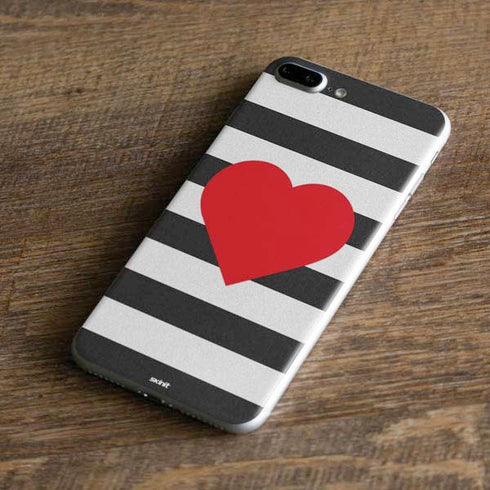 Black And White Striped Heart iPhone 7 Plus Skin