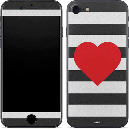 Black And White Striped Heart iPhone 7 Skin