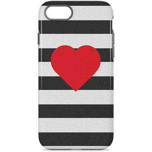 Black And White Striped Heart iPhone 8 Pro Case