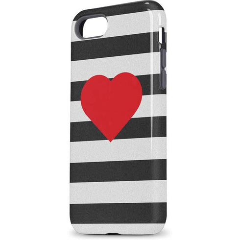 Black And White Striped Heart iPhone 8 Pro Case