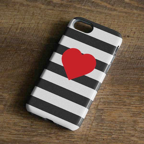 Black And White Striped Heart iPhone 8 Pro Case