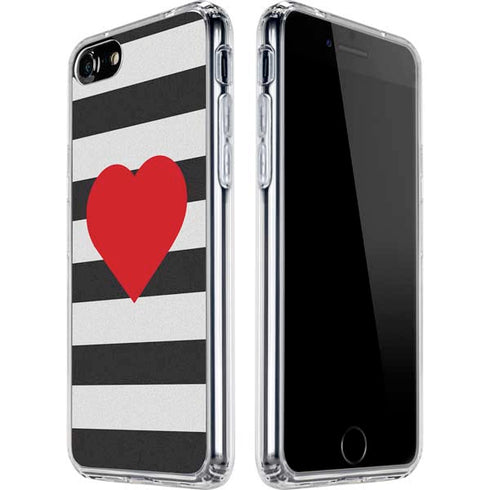 Black And White Striped Heart iPhone SE (2nd & 3rd Gen) Clear Case