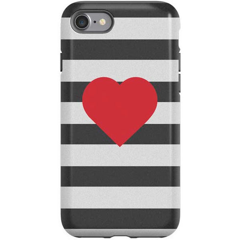 Black And White Striped Heart iPhone SE (2nd & 3rd Gen) Pro Case