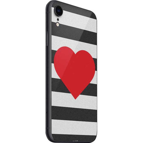 Black And White Striped Heart iPhone SE (2nd & 3rd Gen) Skin