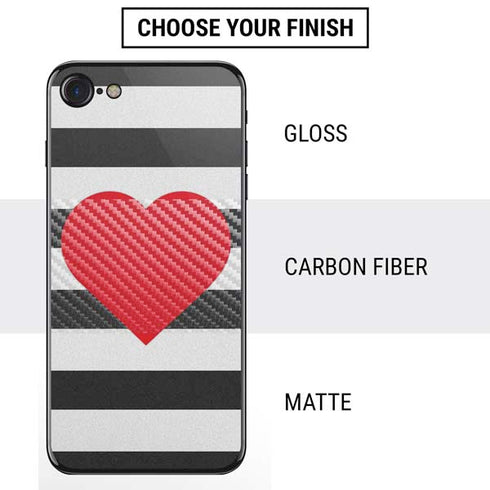 Black And White Striped Heart iPhone SE (2nd & 3rd Gen) Skin