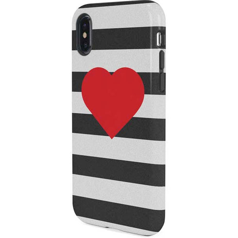 Black And White Striped Heart iPhone X Pro Case