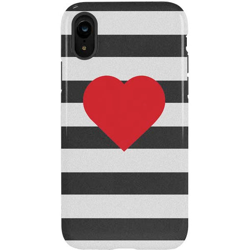 Black And White Striped Heart iPhone XR Pro Case