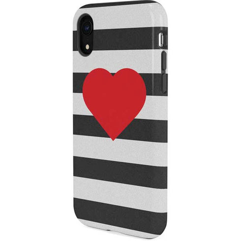 Black And White Striped Heart iPhone XR Pro Case