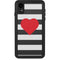 Black And White Striped Heart iPhone XR Waterproof Case