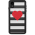 Black And White Striped Heart iPhone XR Waterproof Case