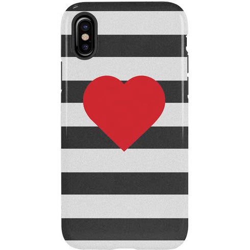 Black And White Striped Heart iPhone XS Pro Case