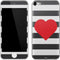 Black And White Striped Heart Apple iPod Skin
