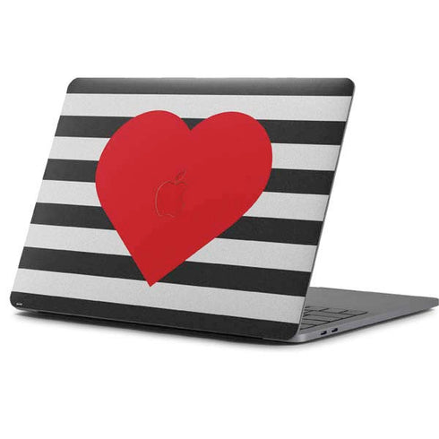 Black And White Striped Heart Apple MacBook Pro 13-inch Skin