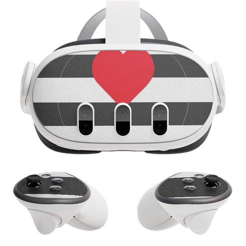 Black And White Striped Heart Meta Quest 3 Skin