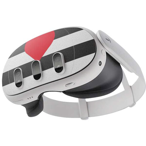 Black And White Striped Heart Meta Quest 3 Skin