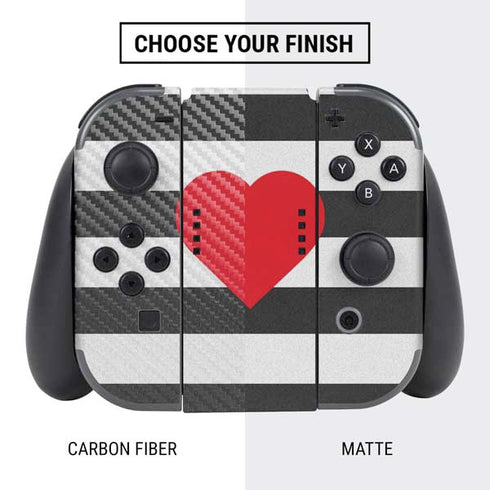 Black And White Striped Heart Nintendo Switch Bundle Skin