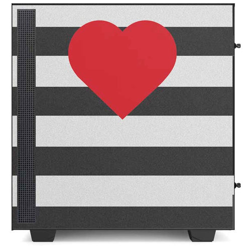 Black And White Striped Heart NZXT H510 Compact ATX Mid-Tower Case Skin