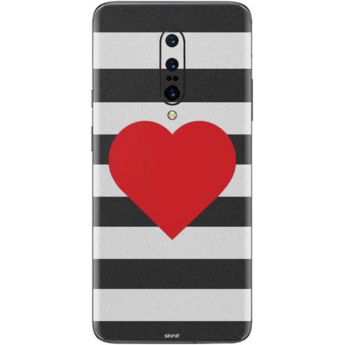 Black And White Striped Heart OnePlus 7 Pro Skin