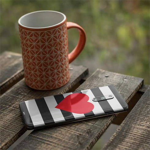 Black And White Striped Heart OnePlus 7 Pro Skin