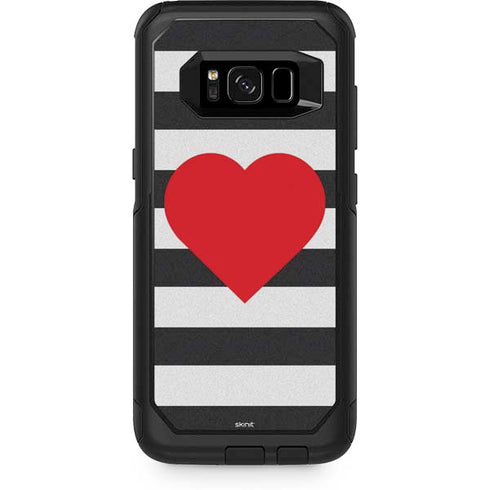 Black And White Striped Heart Otterbox Commuter Galaxy Skin