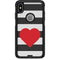 Black And White Striped Heart Otterbox Commuter iPhone Skin