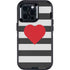 Black And White Striped Heart Otterbox Defender iPhone Skin