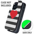 Black And White Striped Heart Otterbox Defender iPhone Skin