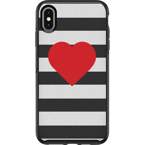 Black And White Striped Heart Otterbox Symmetry iPhone Skin