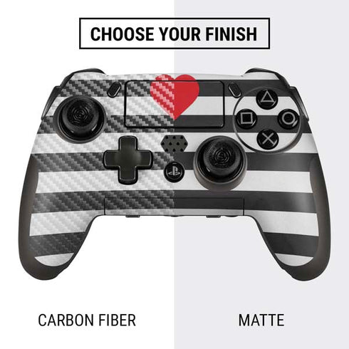 Black And White Striped Heart PlayStation Scuf Vantage 2 Controller Skin