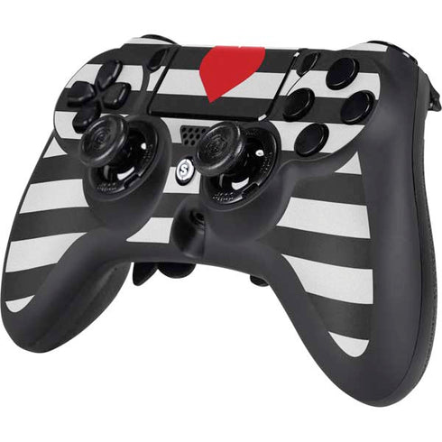 Black And White Striped Heart PS4/PC SCUF Impact Controller Skin