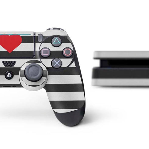 Black And White Striped Heart PS4 Slim Bundle Skin