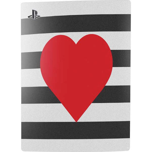 Black And White Striped Heart PS5 Digital Edition Console Skin