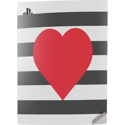 Black And White Striped Heart PS5 Digital Edition Console Skin