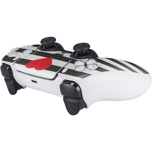 Black And White Striped Heart PS5 Controller Skin