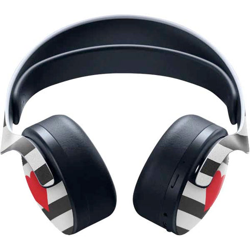 Black And White Striped Heart PULSE 3D Wireless Headset for PS5 Skin