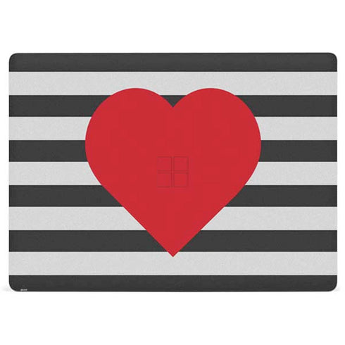 Black And White Striped Heart Surface Laptop 3 13.5in Skin