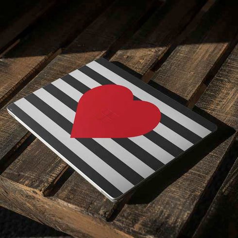Black And White Striped Heart Surface Laptop 3 13.5in Skin