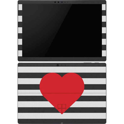 Black And White Striped Heart Surface Pro 6 Skin
