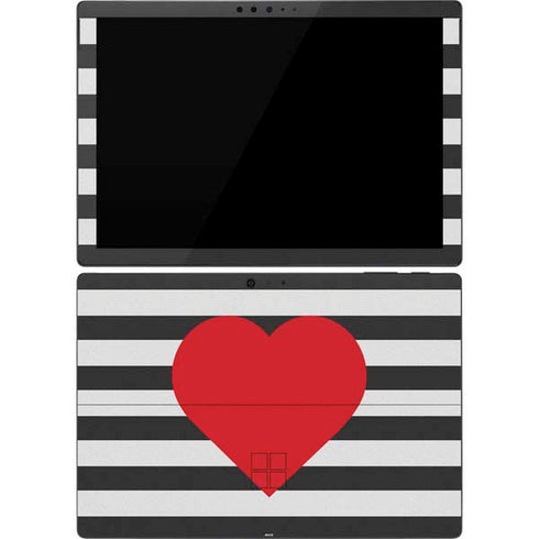 Black And White Striped Heart Surface Pro 7 Skin