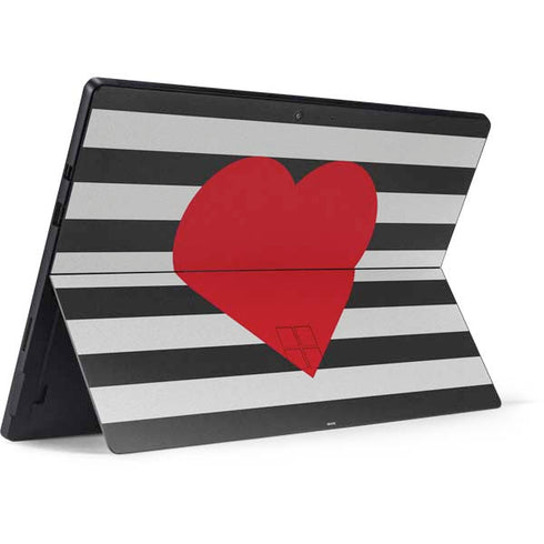 Black And White Striped Heart Surface Pro 7 Skin