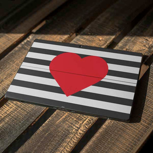 Black And White Striped Heart Surface Pro 7 Skin