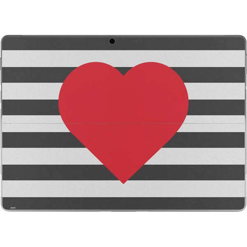 Black And White Striped Heart Surface Pro 8 Skin