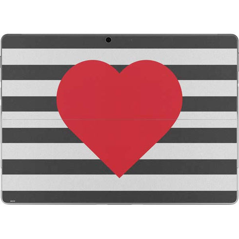 Black And White Striped Heart Surface Pro 9 Skin