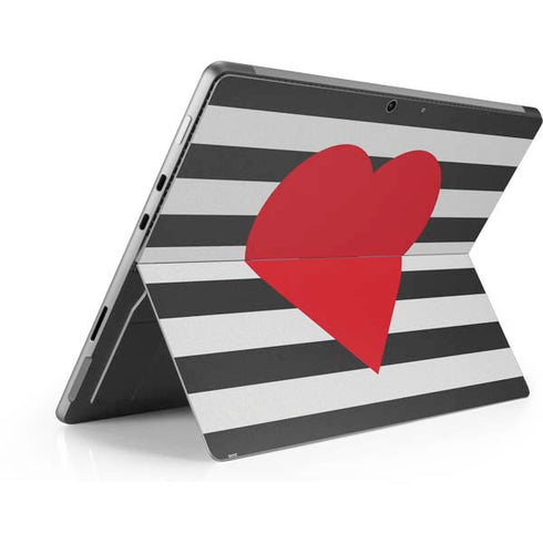 Black And White Striped Heart Surface Pro 9 Skin